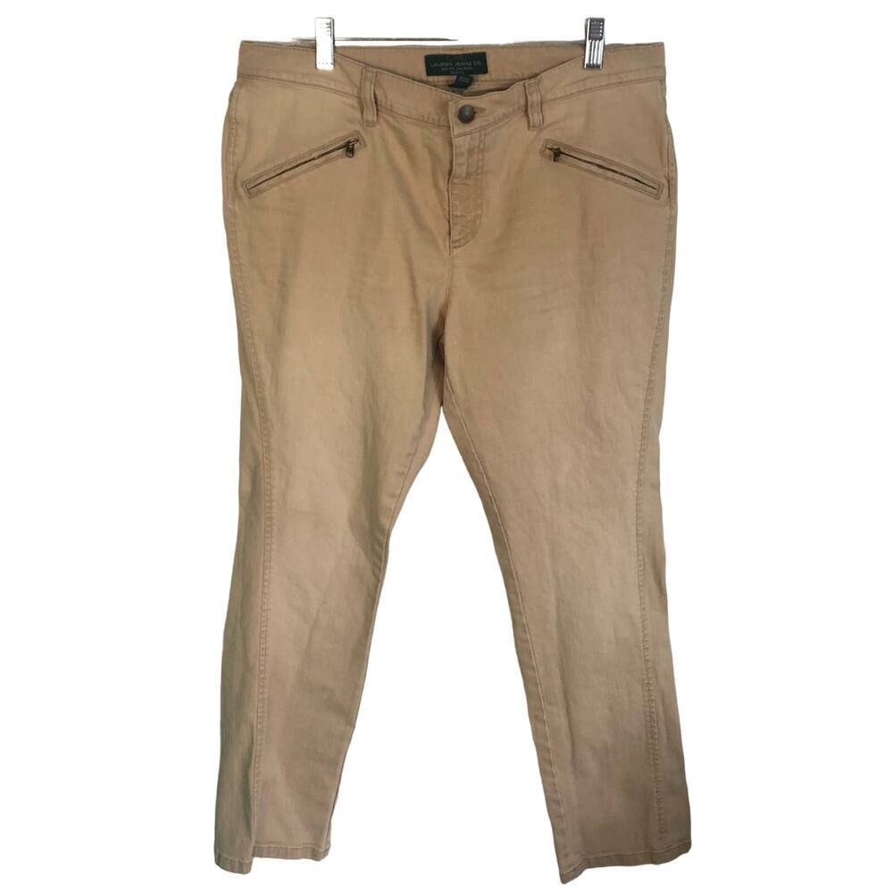LRL Lauren Jeans Co. Ralph Lauren Petite Skinny Jeans Sand/Khaki Color Size 14